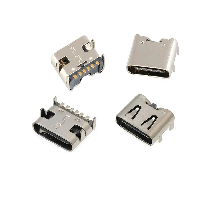 20 шт./лот 6-контактный гнездовой разъем, 4 фута, микро-USB, для зарядки заднего фонаря, фонарь типа OX, SMT, USB 3,1, Type C