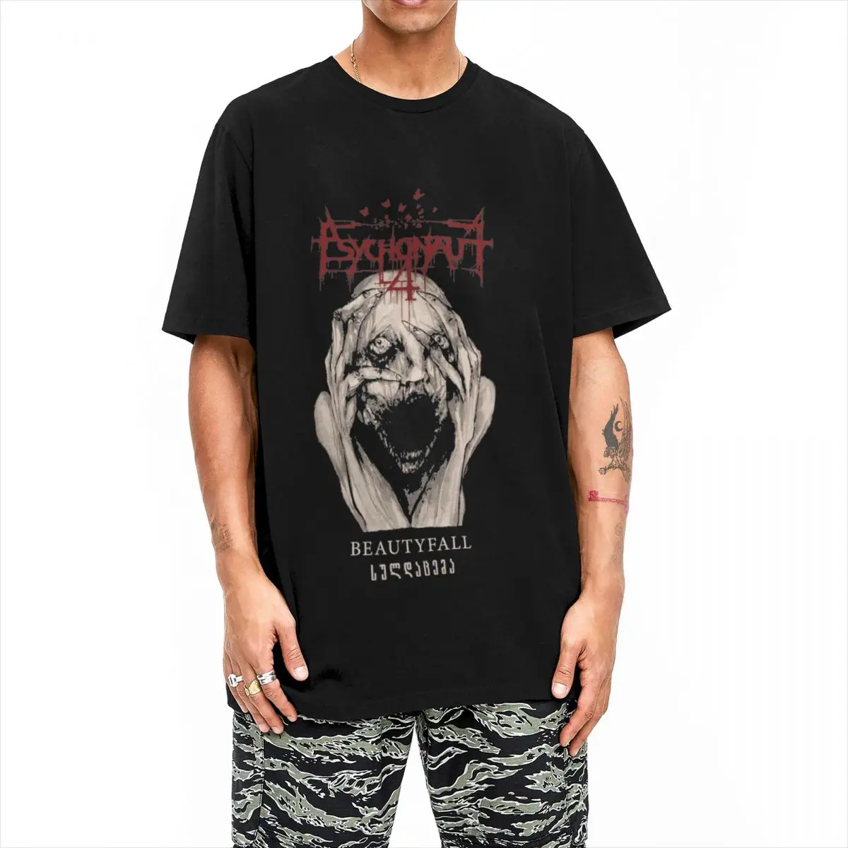 Camiseta de banda de Metal negra Psychonaut 4 para hombre y mujer, Tops de algodón, camisetas de cuello redondo de manga corta de ocio, camiseta estampada con gráfico