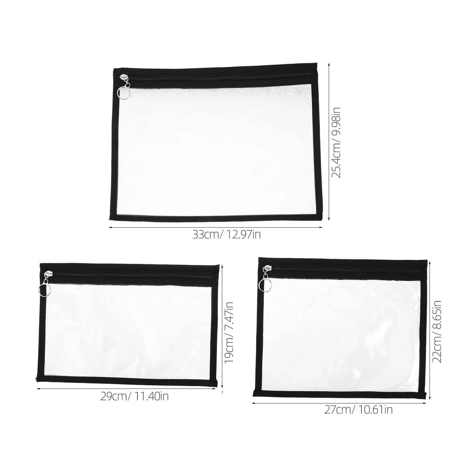 Bolsa transparente de PVC con cremallera, organizador de documentos transparente, bolsa de almacenamiento de viaje, artículos de tocador, portalápices, 12 Uds.
