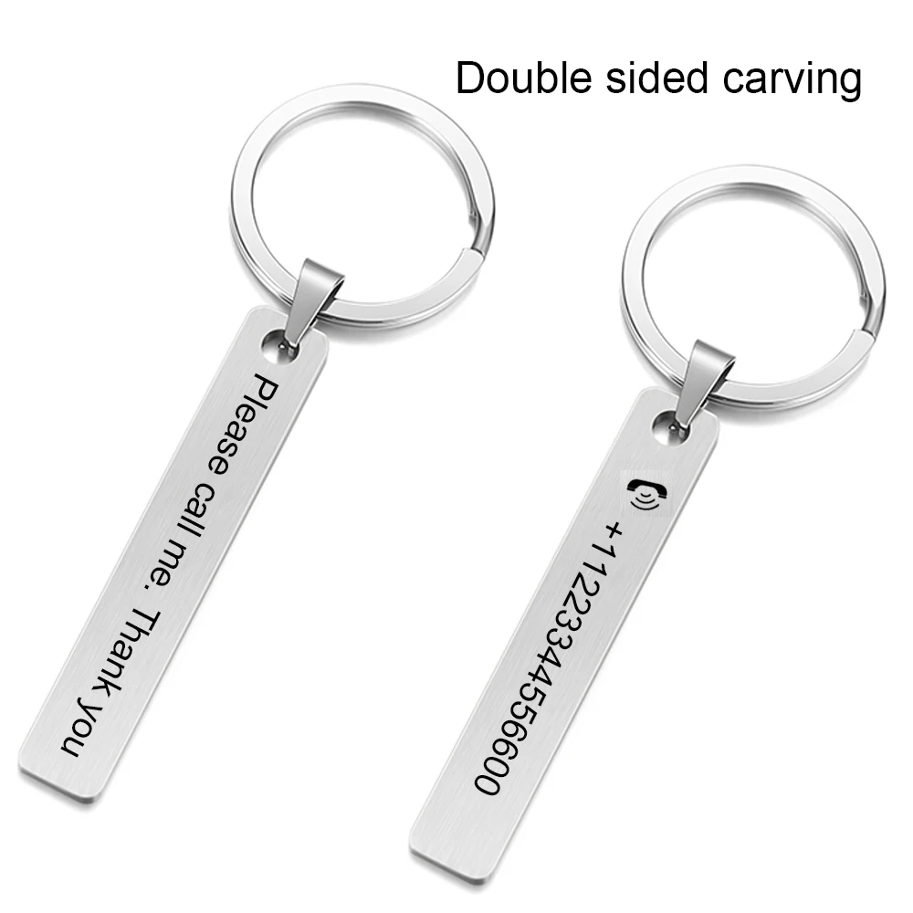 Custom Logo Name Number Keychain Laser Matte Keyring Stainless Steel Personalizado Car Key Chain for Friends Family Gifts