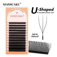 Productos de tendencia Extensiones de pestañas 6D en forma de U Longitud mixta de 8-15 mm Pestañas de doble punta Pestañas postizas de visón suave premium de MASSCAKU
