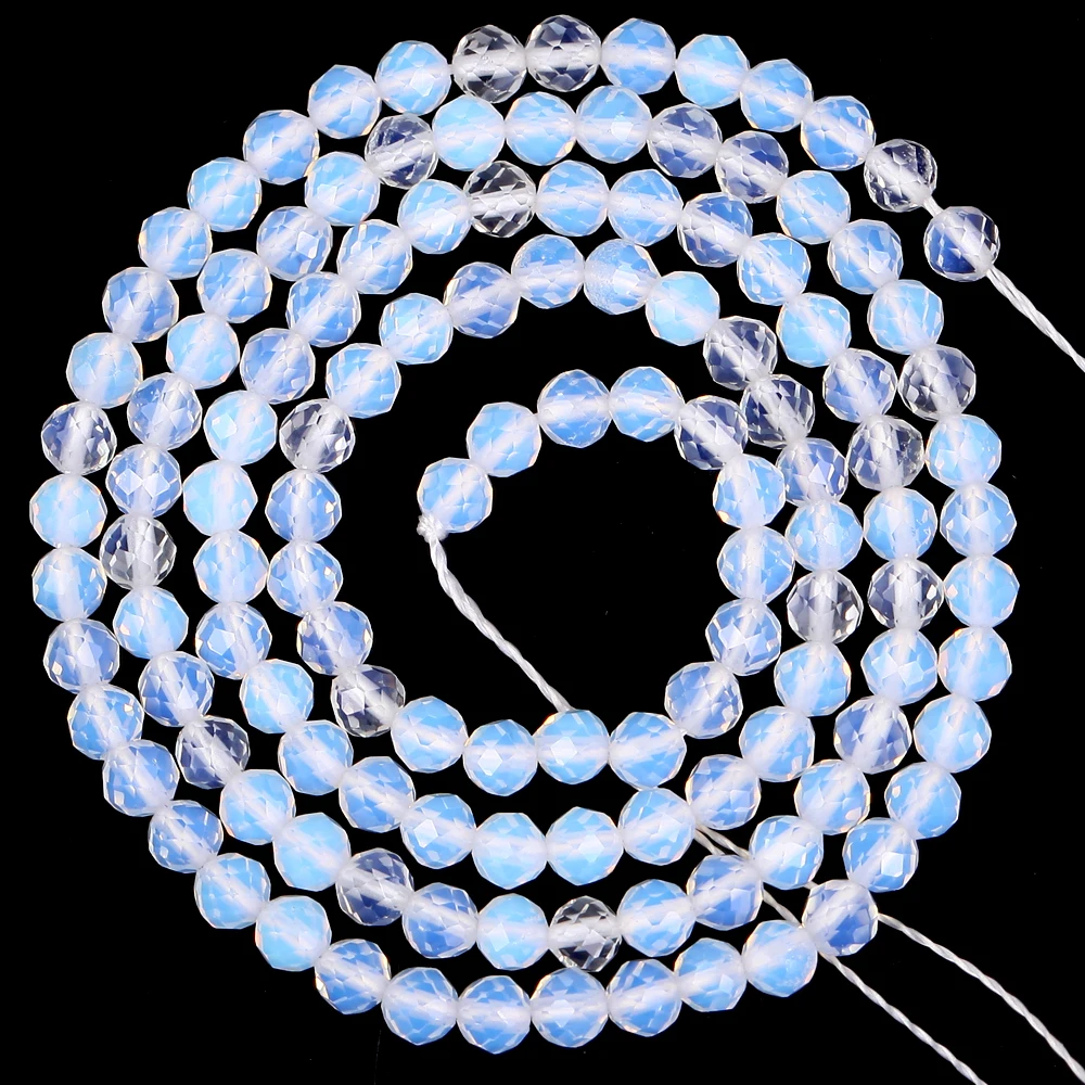 Natural Faceted White Opal Round Loose Spacer Beads For Jewelry Making Accessories Bracelet Necklace Handmade 2 3 4mm