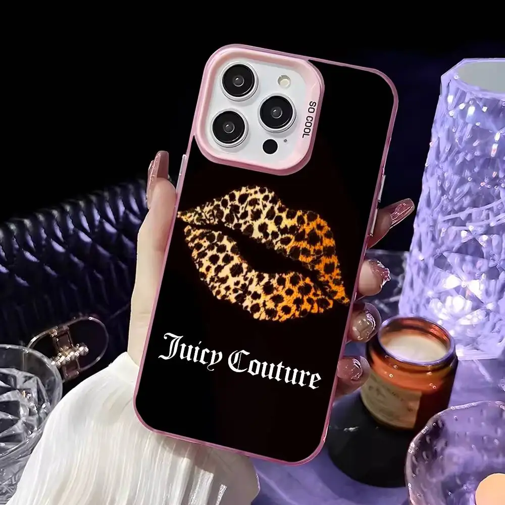 Чехол для телефона Juicy Couture-e для iPhone 16,15,14,13,12,11, Mini, Pro,MAX, розовый матовый противоударный чехол