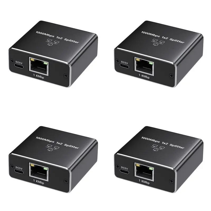 ABVO-4X 1 In 2 Out Gigabit Ethernet Splitter 1000Mbps High Speed RJ45 Network Extension Cable Connector Cat5/5E/6/7/8 Splitte