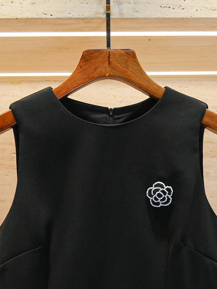 الراقية المرأة زهرة الشاي الترتر لصق هيم سترة الدكتور Ele Chinoiserie Sle عالية الخصر ألف خط ميدي الدكتور دون Sve #3