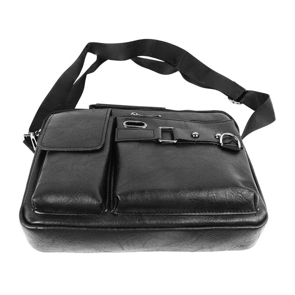 Retro PU Work Bag Black Adjustable Shoulder Strap Tablet Shoulder Bag Tablet Compatible Business Bag Office Work