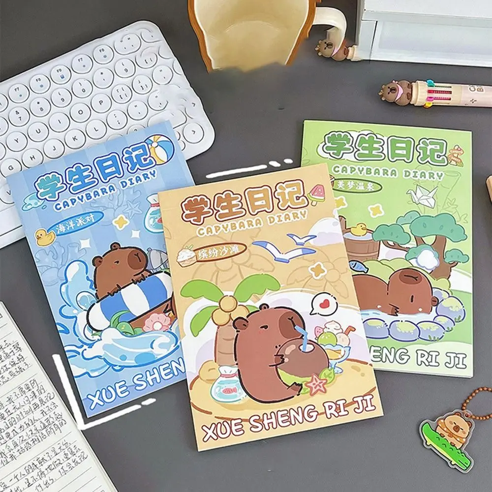 50 Sheets /100 Pages Kawaii Capybara Diary Notebook Thickening Internal Blank Page Memo Notes Portable Multifunction