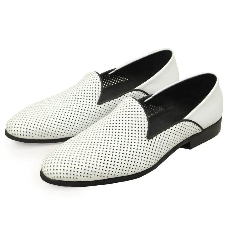 New Loafers White Men's Shoes Summer Casual Shoes for Men Genuine Leather  Breathable Hollow Soft Hand Sewing Luxury Fashion Shoe
