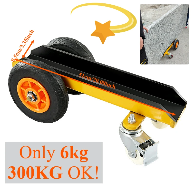 

Heavy - Duty Channel Steel Marble Transport Cart - 4 - Wheel Trolley with Solid Rubber Swivel Wheels