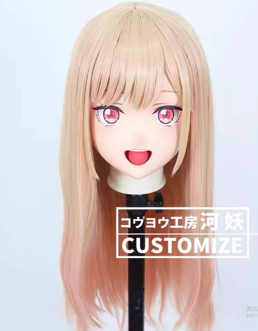 

C-422-17 Customize Full Head Resin Cartoon Cosplay Japanese Character Anime Role Play Crossdress Kigurumi Mask With Back Shell