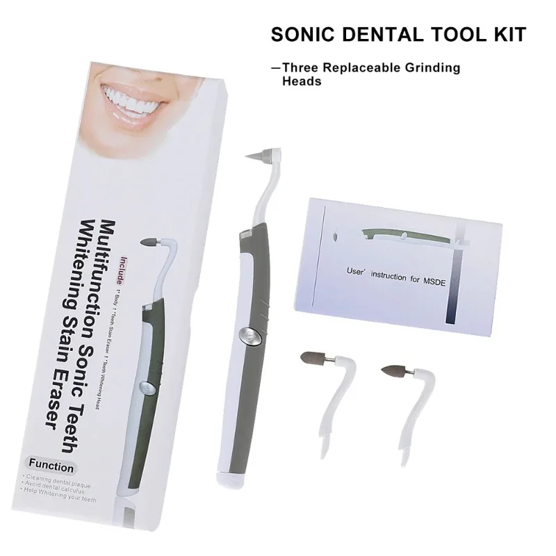 Multifunction Sonic Teeth Whitening Stain Eraser Portable Oral Hygiene Care Tools 3 Heads LED Dental Tooth Plaque Remove Kits