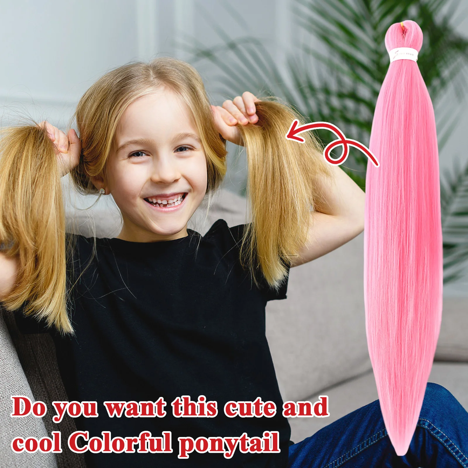Synthetic Hair 26 Inch Purple Hair Extensions Synthetic Hair DIY 12colors To Choose Ponytail Braid Halloween Cosplay Accessories