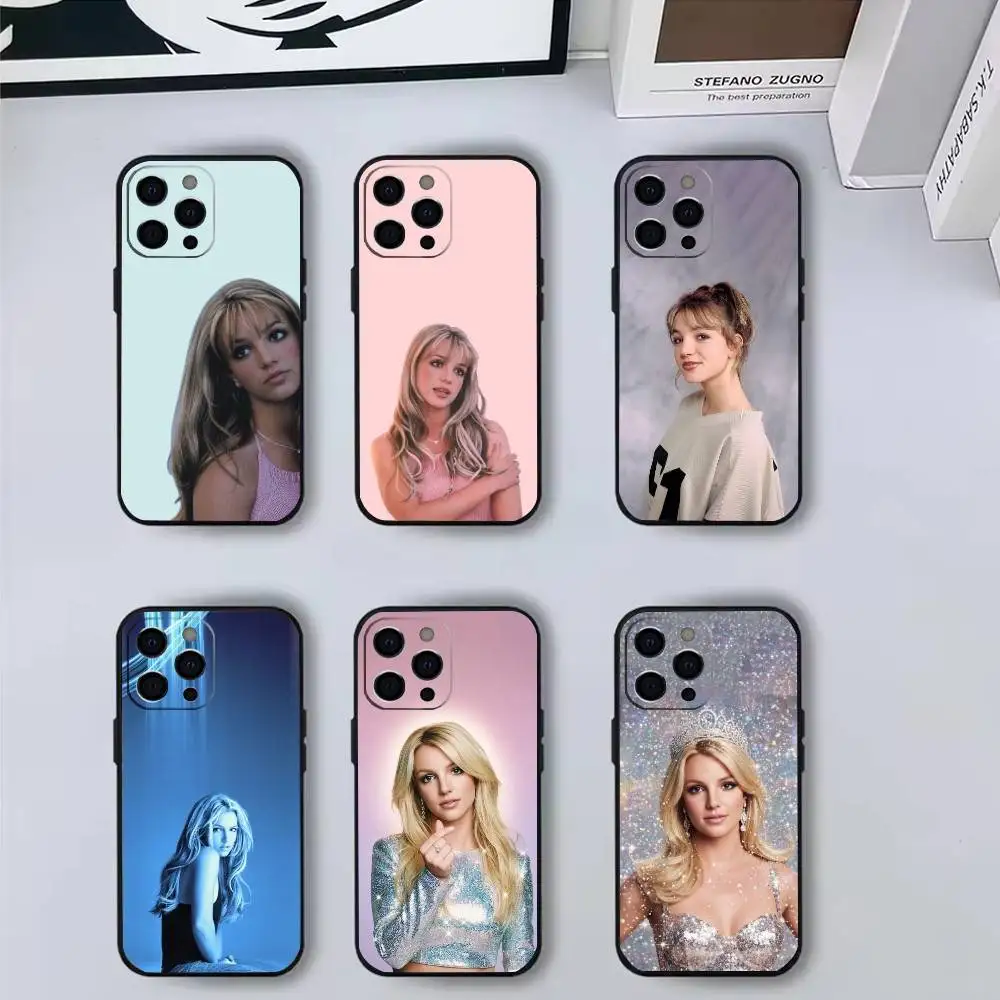 

B-Britney-s S-Spears Singer Phone Case For iPhone17,16,15,14,13,12,11 Plus,Pro Max Soft Black Cover