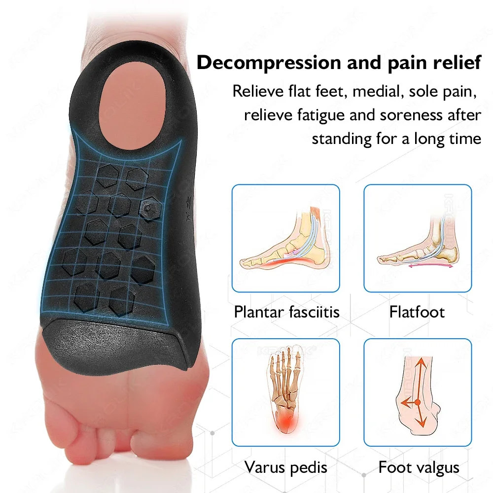  2PCS Arch Support Half Arch Correct Insoles Orthotic Shoe Insoles High Arch Support for Plantar
