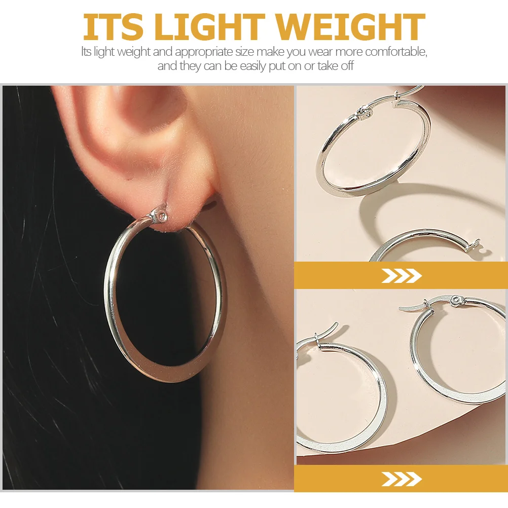 1 زوج كلاسيكي جولة حلقة الأقراط الكبيرة استرخى حلقة الأقراط للنساء المراهقين الشاطئ نادي الحفلات الزفاف الأذن مجوهرات