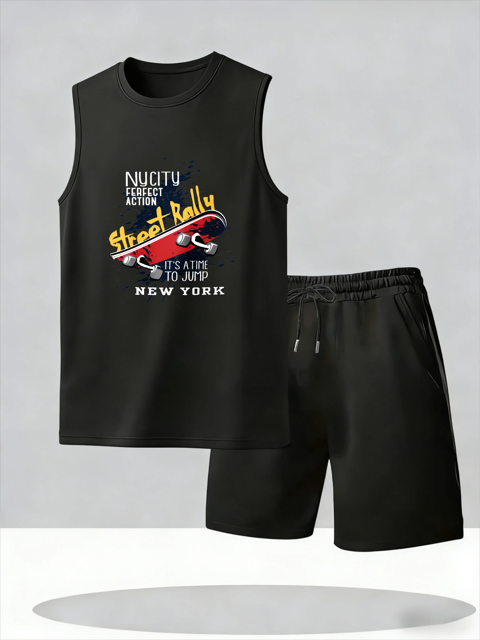 

Men's Tank Top Sets 2026 Summer Thin Quick Dry running oversize 2 piece set crewneck beach Breathable men's suits seaside