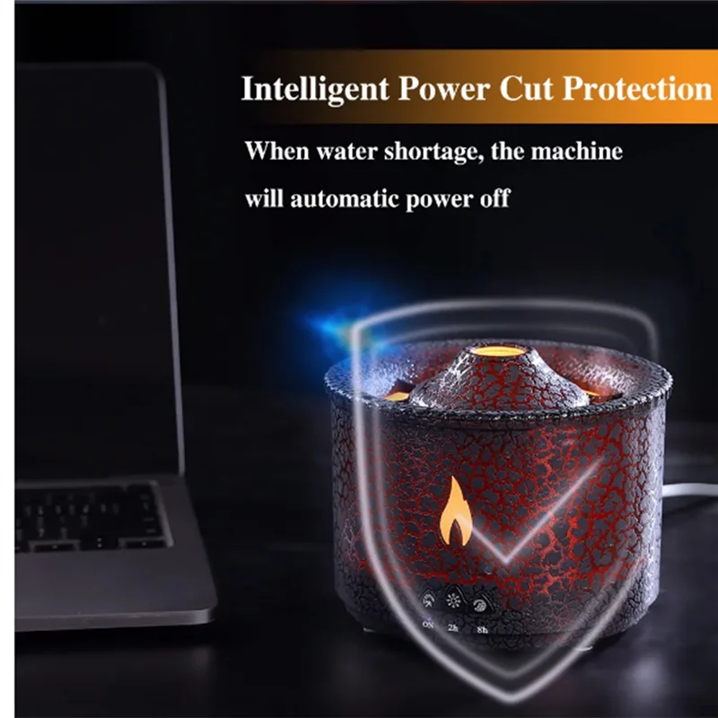 BAAD Anello di fumo Diffusore di fiamma vulcanica 360 ml Aromaterapia Diffusore di oli essenziali Umidificatore Regalo di Natale (B) Spina UE Durabl