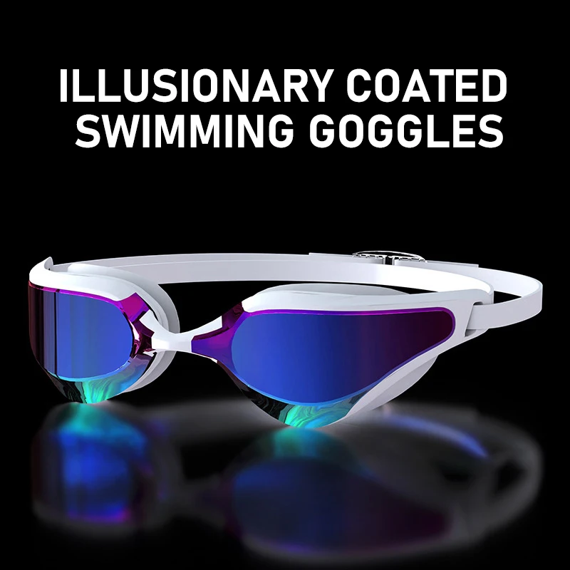 Adult Swim Goggles Waterproof Fog-proof Coated Professional Racing Diving Goggles Men Women Cool Silver Plated Swimming Equip