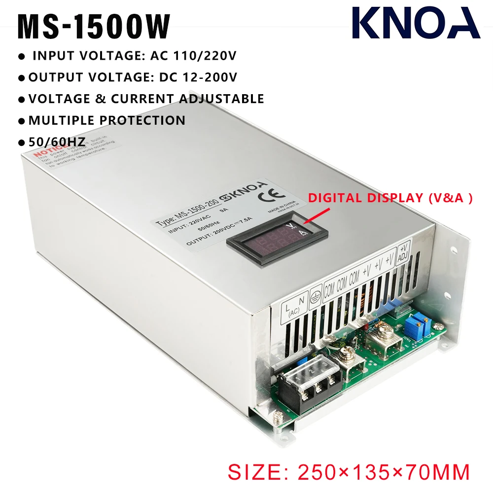 

Digital Display 1500W Power Supply 220V AC To DC 12V 15V 24V 36V 48V 60V 72V 85V 110V 150V 200V Voltage Current Adjustable SMPS