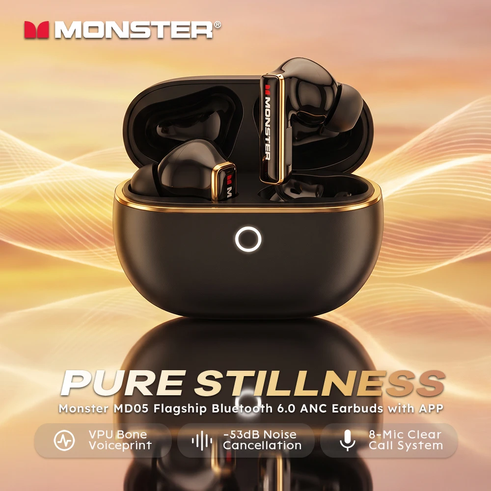 Monster MD05 Flaggschiff -53dB ANC Ohrhörer VPU Knochenleitung Spracherkennung Bluetooth 6.0 Kopfhörer 8-Mikrofon Klare Anrufe TWS Ohrhörer