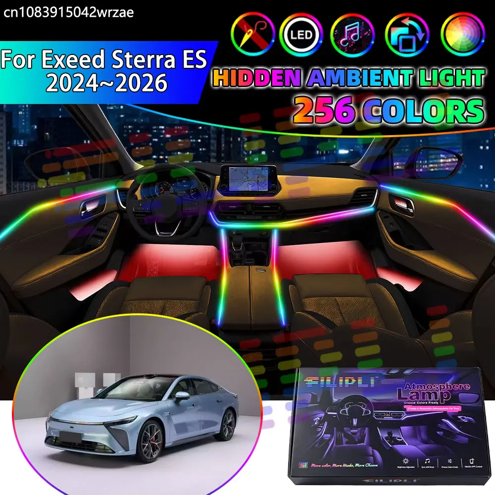 For Exeed Sterra ES 2024 2025 2026 E03 ES7 RGB Car Interior Ambient Lights Strips Breathing Lighting Kit App Control LED strips