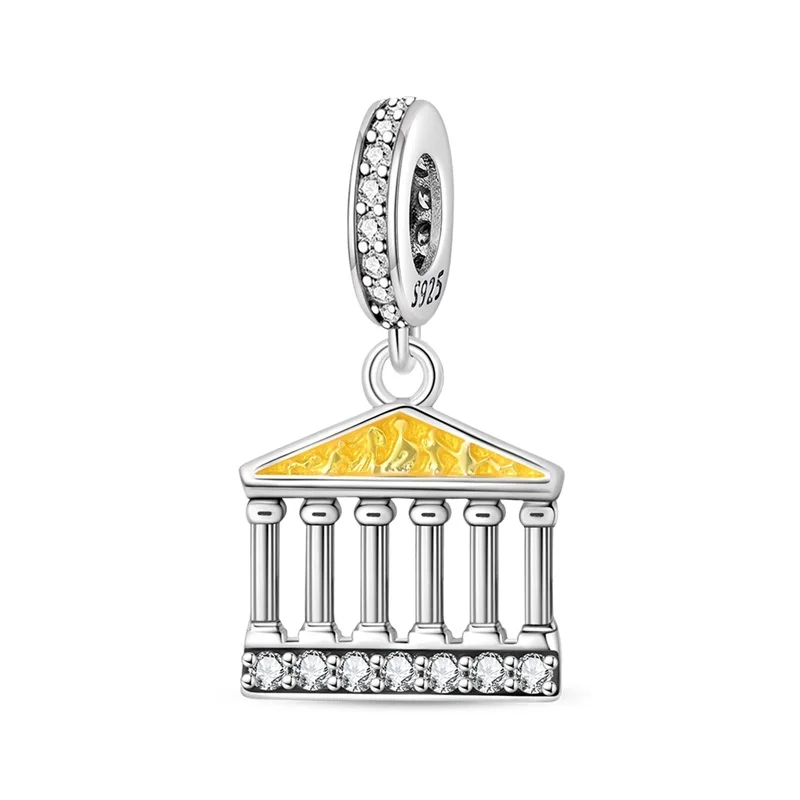 925 Sterling Silver British Museum Architectural Charms Pendant Fit Original Bracelet DIY Women Fine Anniversary Jewelry Gifts