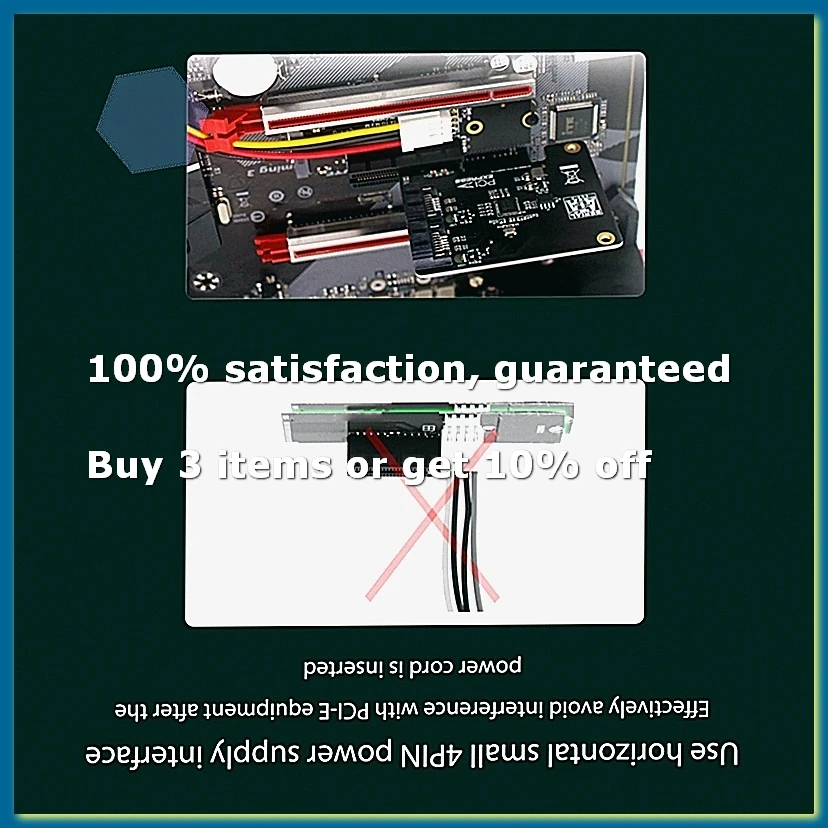 NGFF M.2 to PCI-E 4X Riser Card M2 M Key to PCIe X4 Adapter with LED Indicator SATA Power Riser for Bitcoin Mining-DTA9