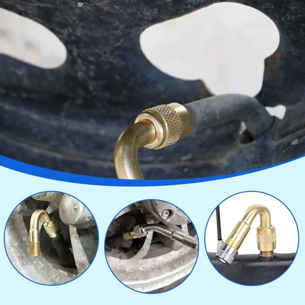 Multi-Function Inflatable Nozzle Extension Angle Bent Silver Valve Stem Extenders 45 90 135 Degree Tire Valve Extender