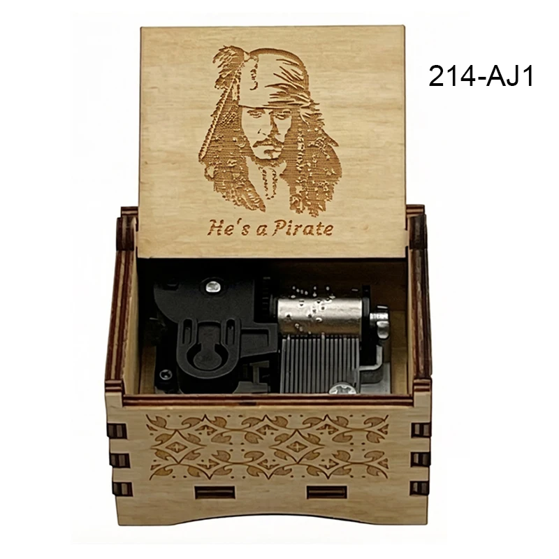 《He's a Pirate 》14-Second Classic Melodies Adaptation 18-tone Music Box Home Wooden Decorations Party Holiday Gifts for Friends