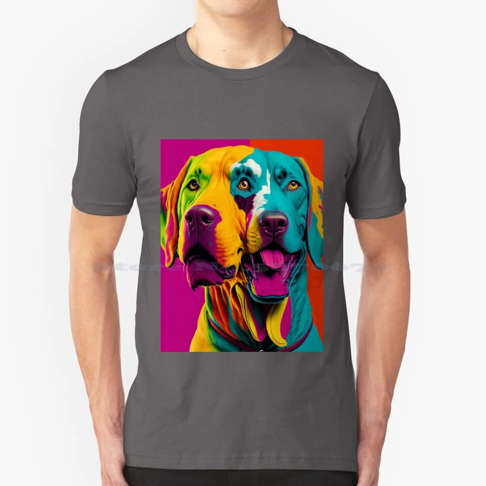 Pop Conversation T Shirt 100% Cotton Tee Popartcanine Enthusiasticdog Popartcolors Animateddialogue Colorfulexcitement Happydog