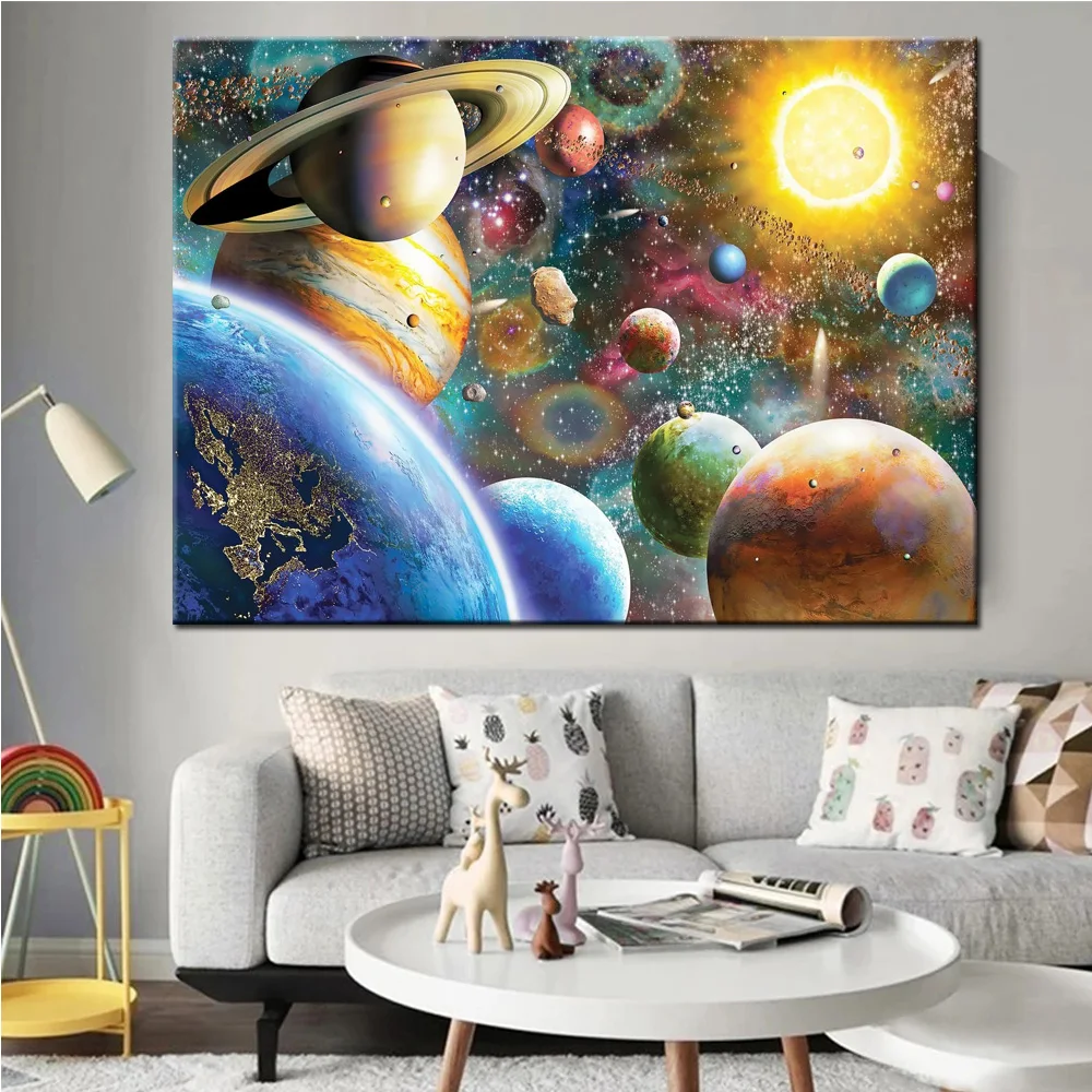 Celestial Body Diamond Embroidery Landscape Mosaic Wall Art Diy Diamond Painting Cross Stitch Rhinestone Home Decor Starry Sky