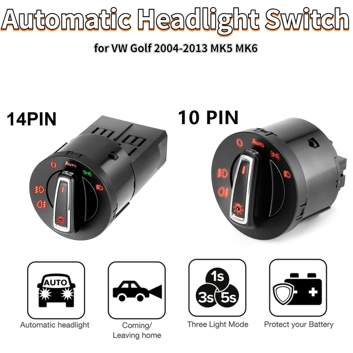 

Car Headlight Control Switch 12V Car Head Lamp Control Switch Sensor Module for VW Golf 2004-2013 MK5 MK6 Auto Accessories