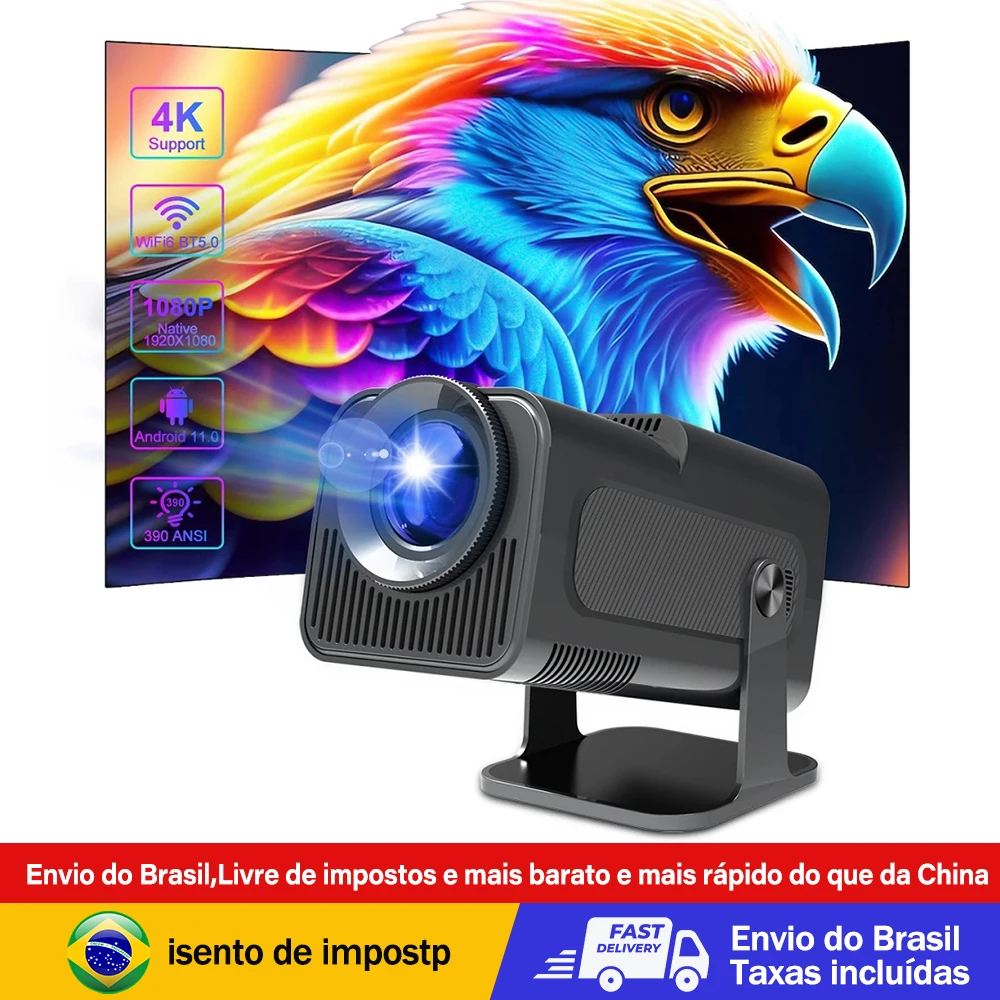 Proyector HY320 4K Android 11 nativo 1080P 390ANSI Dual Wifi6 BT5.0 1920*1080P consola de videojuegos de cine en casa HY320MINI actualizado