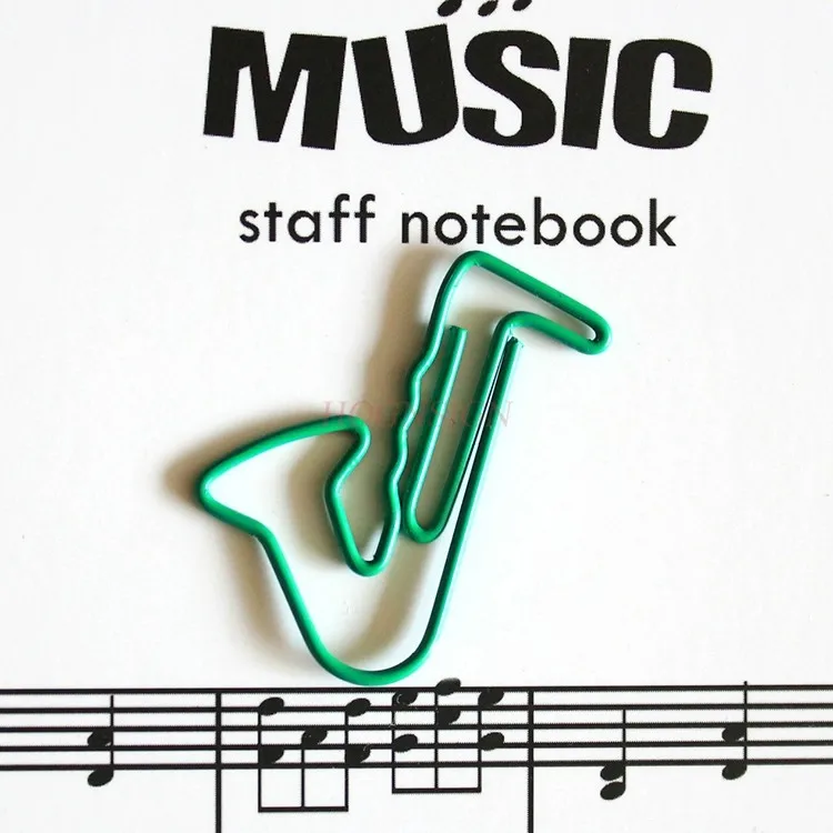 10pcs Music Stationery Colorful Instrument Shaped Metal Paper Clips Bookmark Clip Organize Ticket Clip