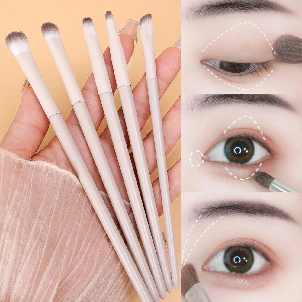 Juego de brochas de maquillaje portátiles profesionales, 5 piezas, brocha para Contorno de nariz, sombras de ojos, brochas para mezclar colorete en polvo, herramientas de belleza con bolsa