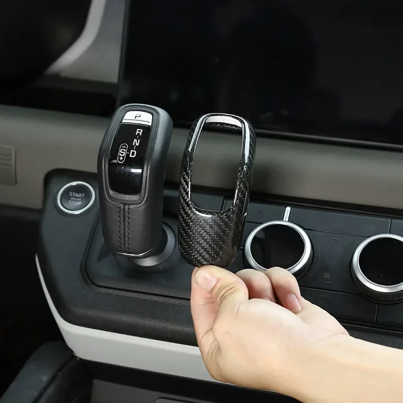 

For Land Rover Defender 110 20-21 real carbon fiber car center console shift lever protective cover decorative strip auto parts