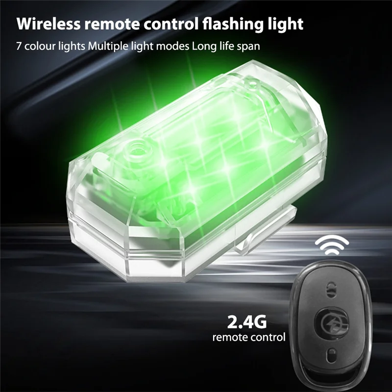 Wireless Remote Control LED Strobe Light For Car Motorcycle Bike 7 Colors Anti-Collision Flash Warning Lamp-A45M