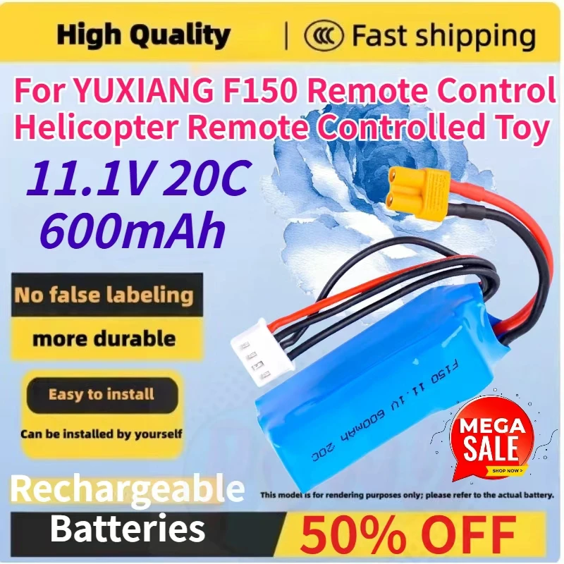 

11.1V 600mAh 20C Polymer Lithium Battery for YUXIANG F150 Remote Control Helicopter Remote Controlled Toy Rechargeable Battery
