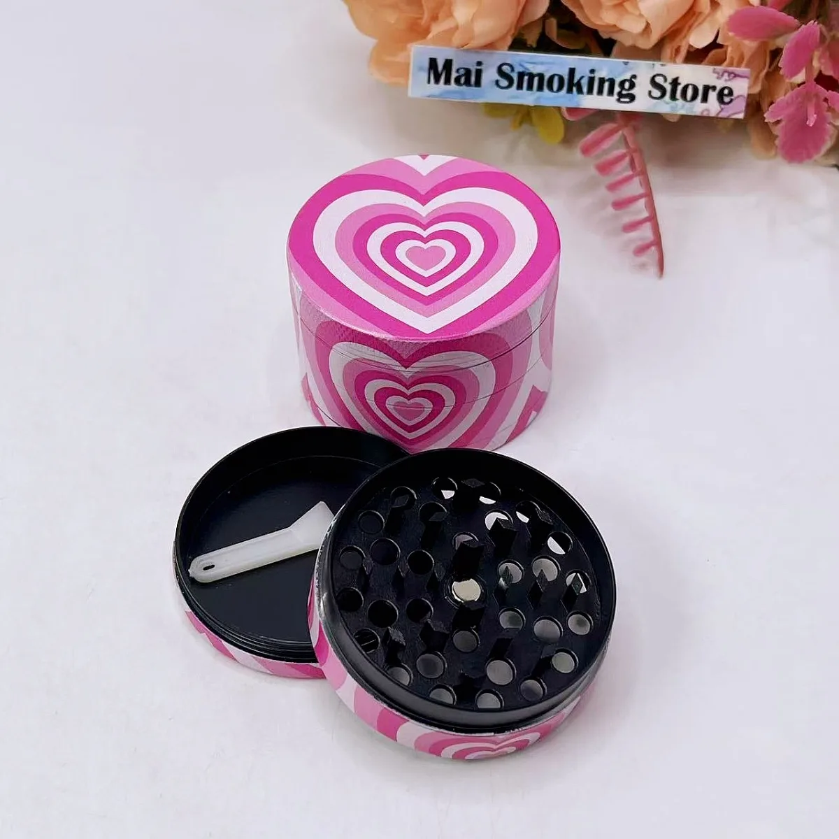 2inch Heart Herb Grinder Metal 4-layer Manual Pepper Salt Mortar Pestle Spice Mill Grass Tobacco Grinder Smok Cigarette Tool