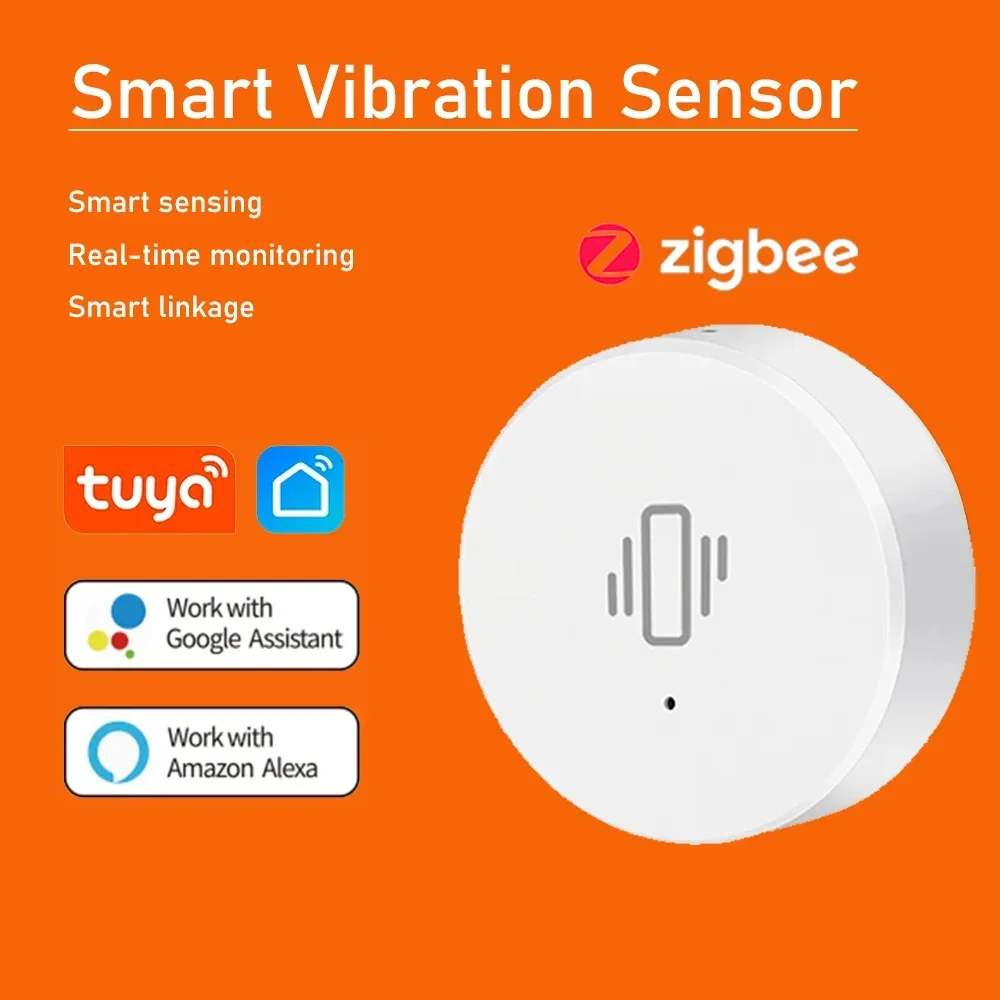 

Tuya Zigbee Smart Vibration Detection Sensor with CE Certification, Durable and Highly Sensitive, RealTime Alerts SmartLife App