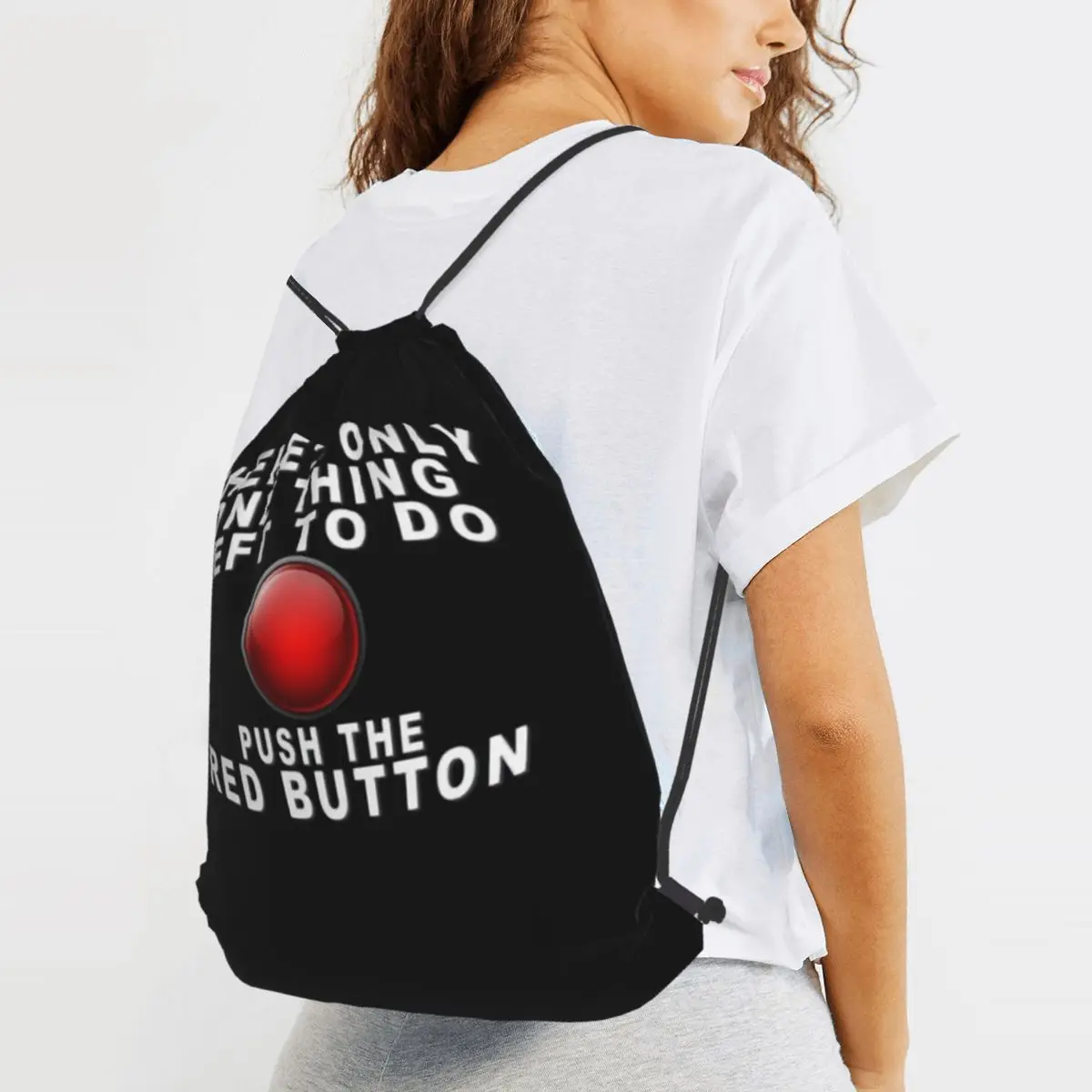 RED BUTTON Backpacks Casual Drawstring Bags Sports Bag Book Bags for Man Woman Students