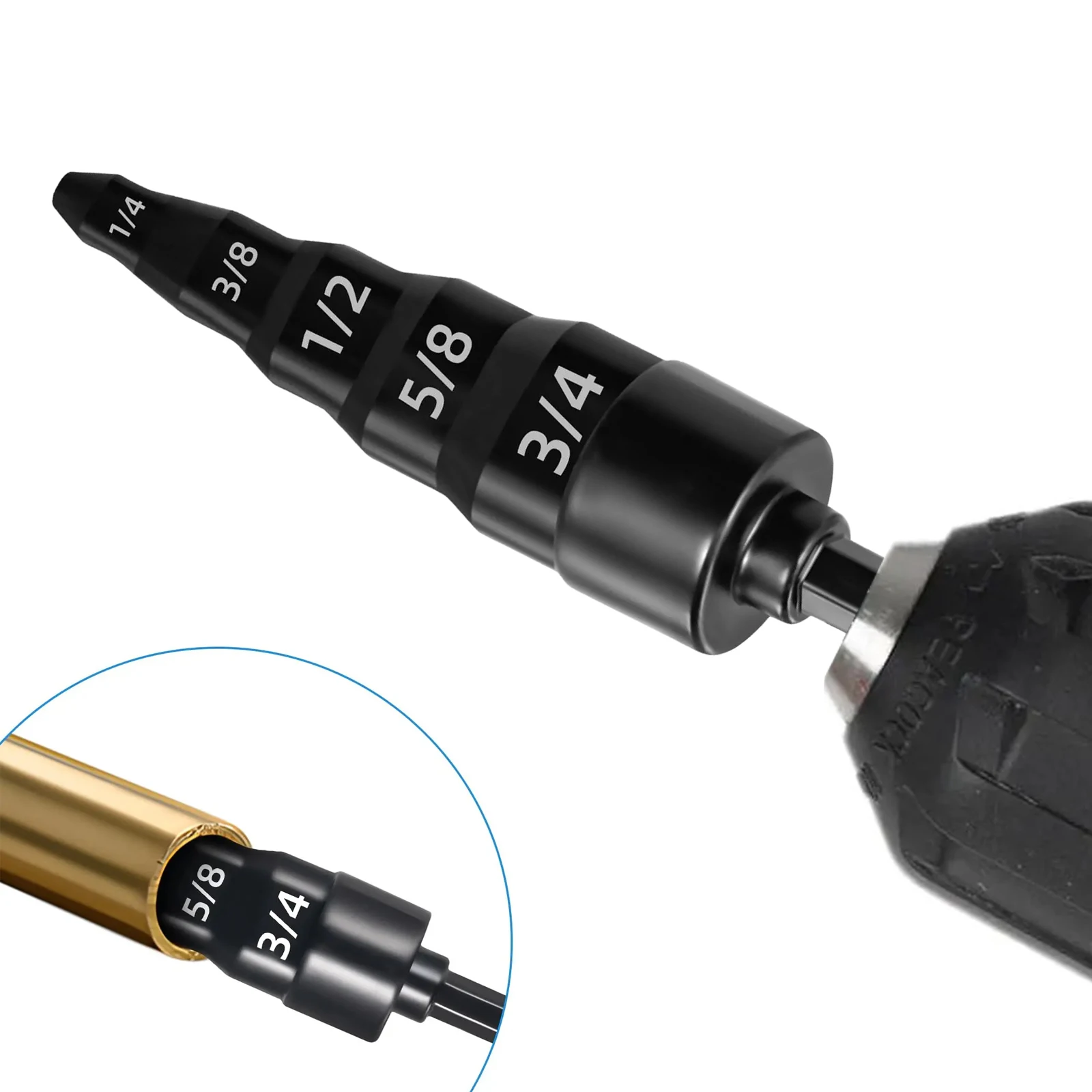 

Инструмент для обжима медных труб кондиционера 5 в 1, набор сверл для обжима медных труб с шестигранным хвостовиком, с битами 1/4, 3/8, 1/2, 5/8, 3/4