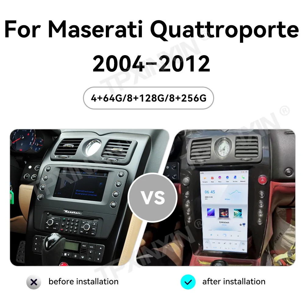 Android 13 Auto For Maserati Quattroporte 2004~2012 Automotive Multimedia Stereo GPS Navigation Radio Audio AI Voice Head Unit