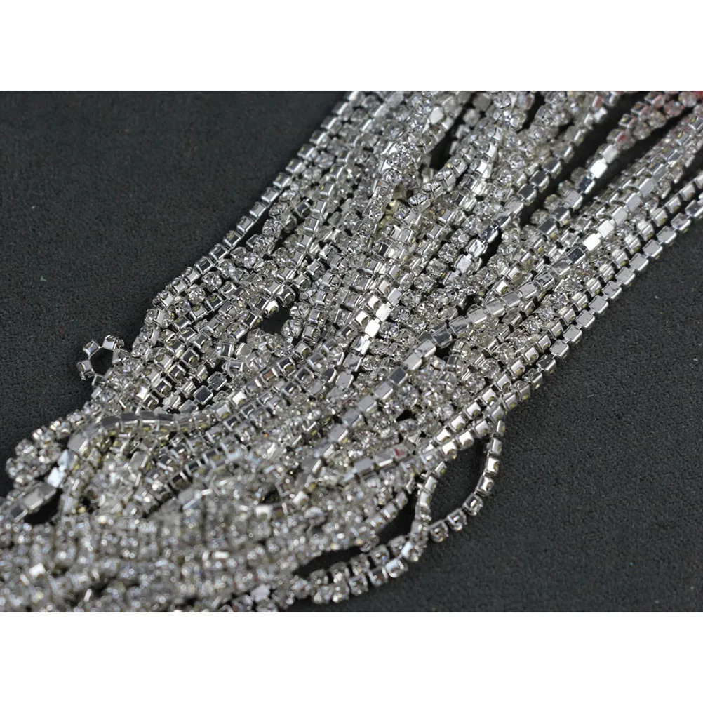 

11 Yards Crystal Claw Chain Crafting Jewelry Making Silver Rhinestones Trim for Crafts