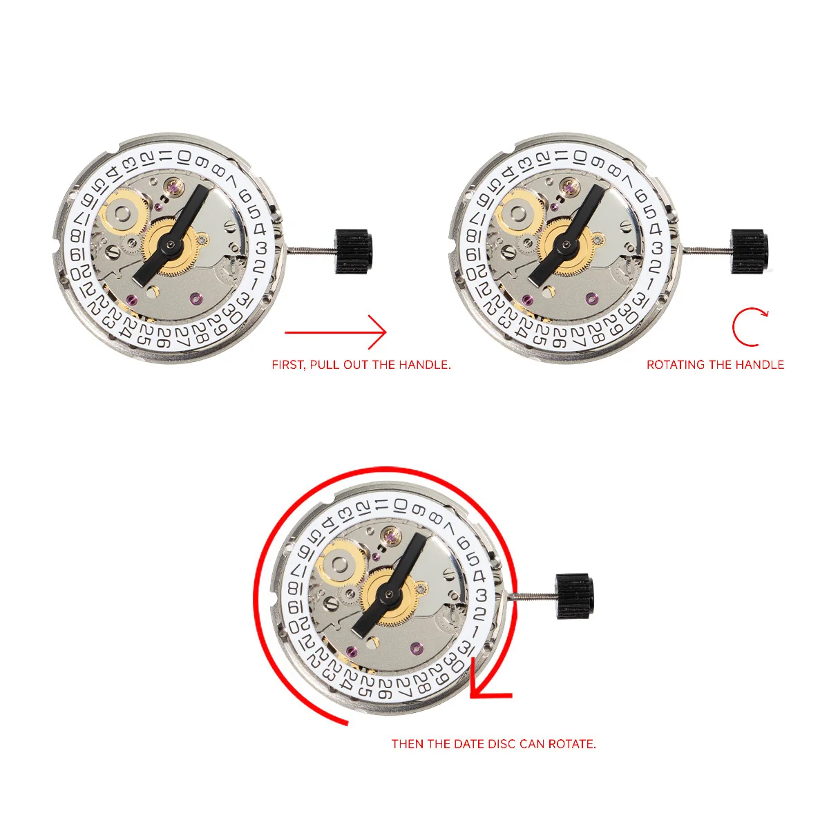 China 2824 Movement Replacement For ETA  2824-A2 Mechanical Movement Geneva stripes Wristwatch Clock Movement 3 o'clock date