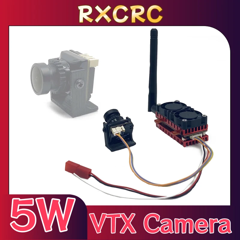 

RXCRC 5.8G 5W High-power VTX Transmitter Module and B19 CMOS 1500TVL FOV 130°2.1mm lens FPV Camera For RC FPV Racing Drone ect