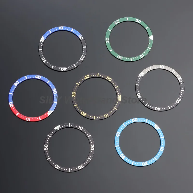 for SKX007 Watch Bezel Insert Aluminium Rings Flat Bezel Man Watches Cases Replace Parts Size 38mm*31.5mm with Sticker for SKX image 6