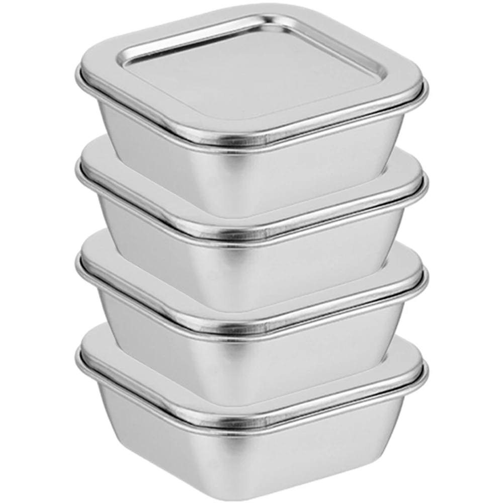 

4pcs Stainless Steel Sample Boxes Airtight Food Containers for School Canteen Lab Use
