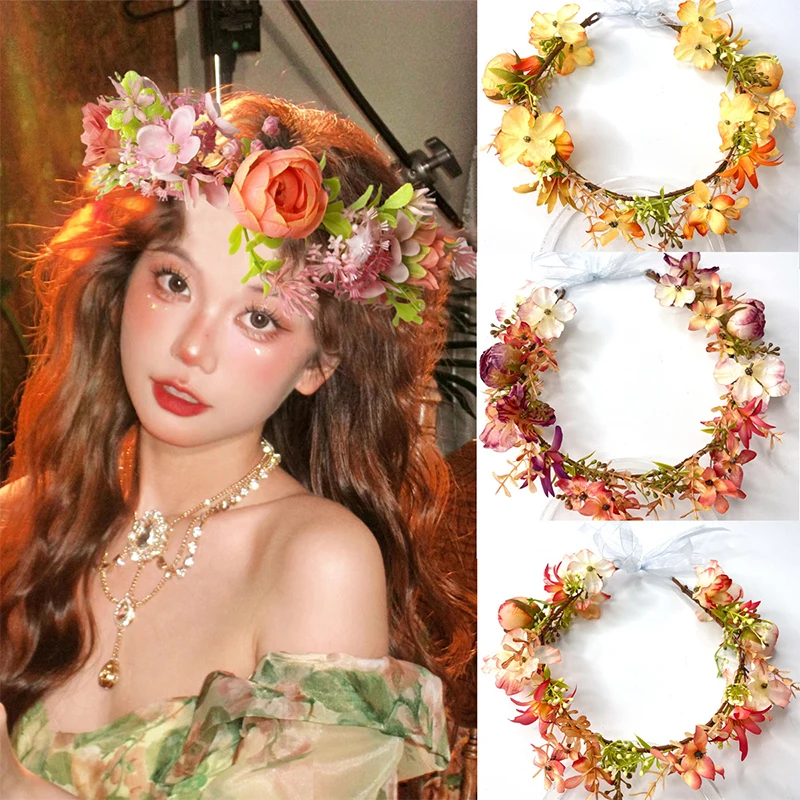 1 قطعة الزهور البوليستر الزهور الاصطناعية الأزهار تاج خوذة لالتقاط الصور الفوتوغرافية الزفاف التصوير الفوتوغرافي مناسبة خاصة #1