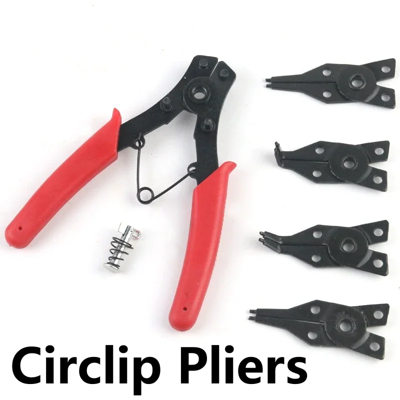 4 in 1 Circlip Pliers Set Snap Ring Multi-function Crimp Removable Plier Head Retaining Antirust Anti Corrosion Hand Tools